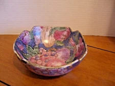 VINTAGE C & F ENTERPRISES GLAZED PORCELAIN CANDY BOWL DISH ~ Hand Painted  ~ EUC