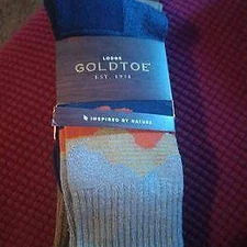 NEW MENS GOLDTOE LODGE 2 PAIRS OF SOCKS CREW SOCKS 6-12.5