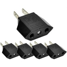 5PCS EU Euro Europe to US USA Power Jack Wall Plug Converter Travel Adapter