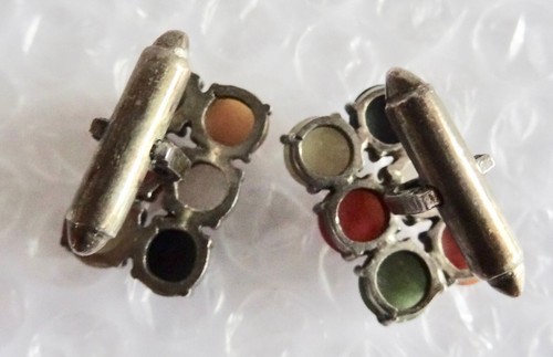 cUFFLINKS MCM MULTICOLOR STONE BALLS & GREEN POLISHED STONE MARKED S neocurio - Picture 8 of 16