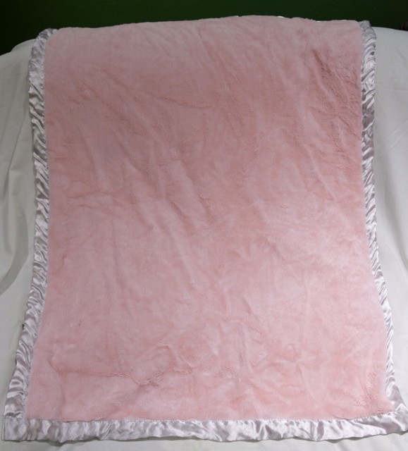 pink baby blanket with satin trim