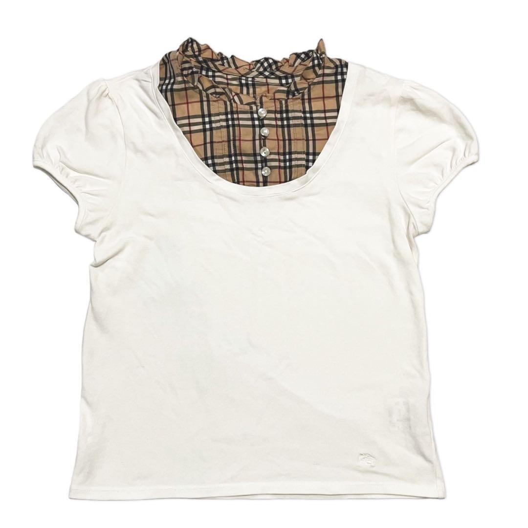 Burberry Tops XS One Size Short Sleeve Nova Check White Cotton 