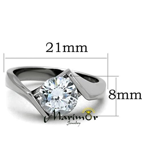 2,04 Karat runder Schnitt kubischer Zirkonia Edelstahl Verlobungsring Damen Gr. 5-10 - Bild 2 von 6