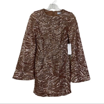 Ryse The Label XS Sequined Mini Dress Long Sleeve Blush