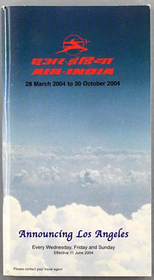 AIR INDIA AIRLINE FLUGPLAN SOMMER 2004 SITZKARTEN AI