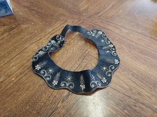 Old 1930s 1940s Intricate Black Collar Detachable Hook Back Vintage Made India