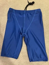 Men's Blue Jock Thin Shiny Spandex Tights Compression Shorts Jammer 28