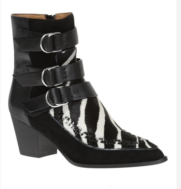 ISABEL MARANT Dickey Heeled Ankle Boots Zebra Made in Italy