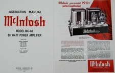 ULTIMATE McINTOSH MC60 5 version OWNERS / MAINTENANCE MANUAL and one SALES FLYER