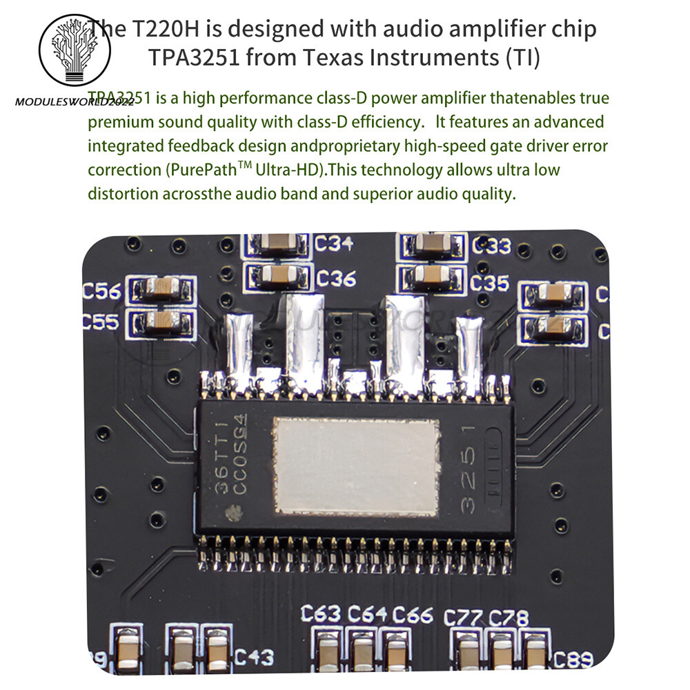 TPA3251D2 Bluetooth 5.2 220W+220W Stereo Audio Power Amplifier