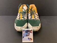 Robert Puason Oakland A's Signed Auto 2020 Game Used Cleats Green Yellow