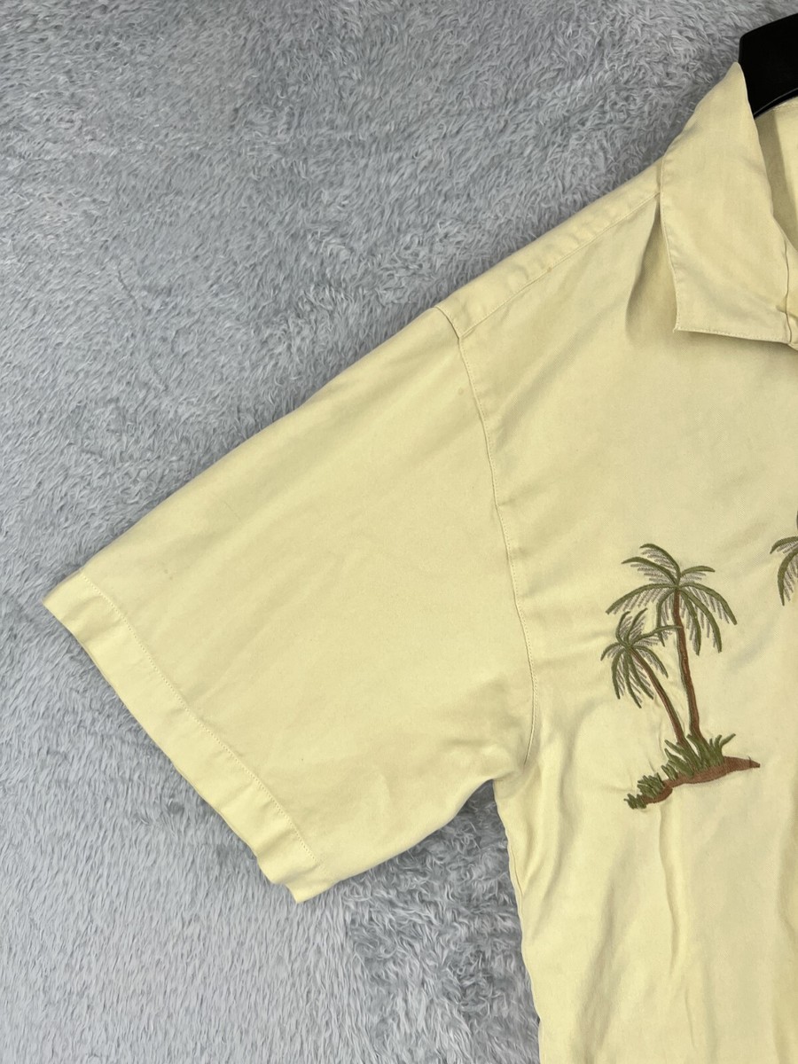 Tiki Classics Shirt Men Extra Large Yellow Palm Tree Embroidered