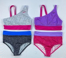 Girl's Nike Youth 2 Piece Asymmetrical Top High Waist Tankini Swimsuit