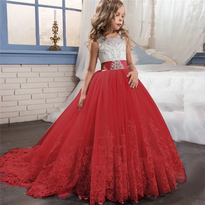 Girl Princess Dress Long Dress Party Gown Backless Kids Girls Prom Party Dress - Image 2 of 4