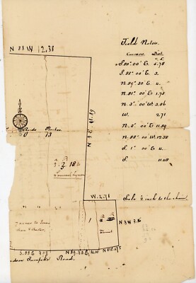 1816 Hand-Drawn Survey Map Homestead of Ichabod Lyman, Dec'd Hudson Turnpike VT