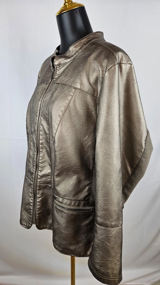 Женская куртка AVENUE Blazer пальто олова/золото металлический отлива плюс размер 22/24 - Изображение 2 из 4