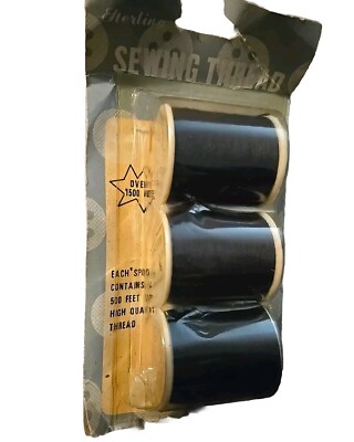 Herlina Sewing Thread Pack Of 3 . Color Black