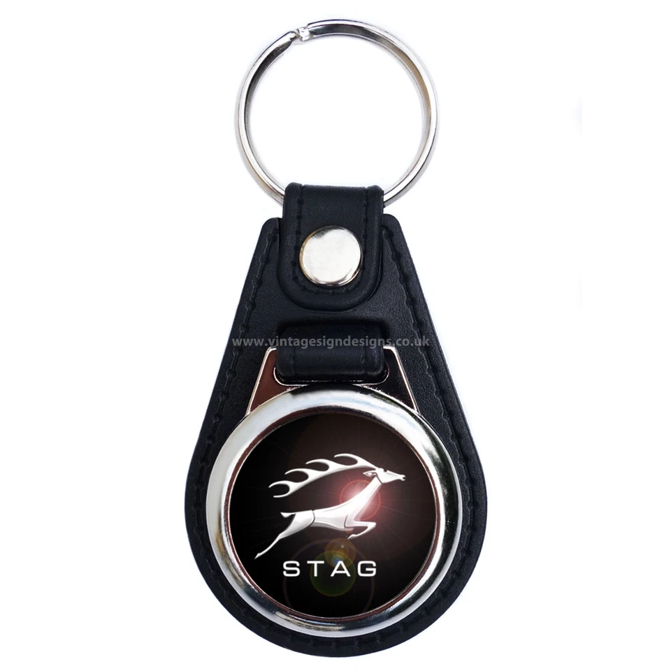 CHAPTER-EIGHT TRIUMPH STAG FAUX LEATHER KEY RING / KEY FOB.CLASSIC BRITISH TRIUMPH CARS