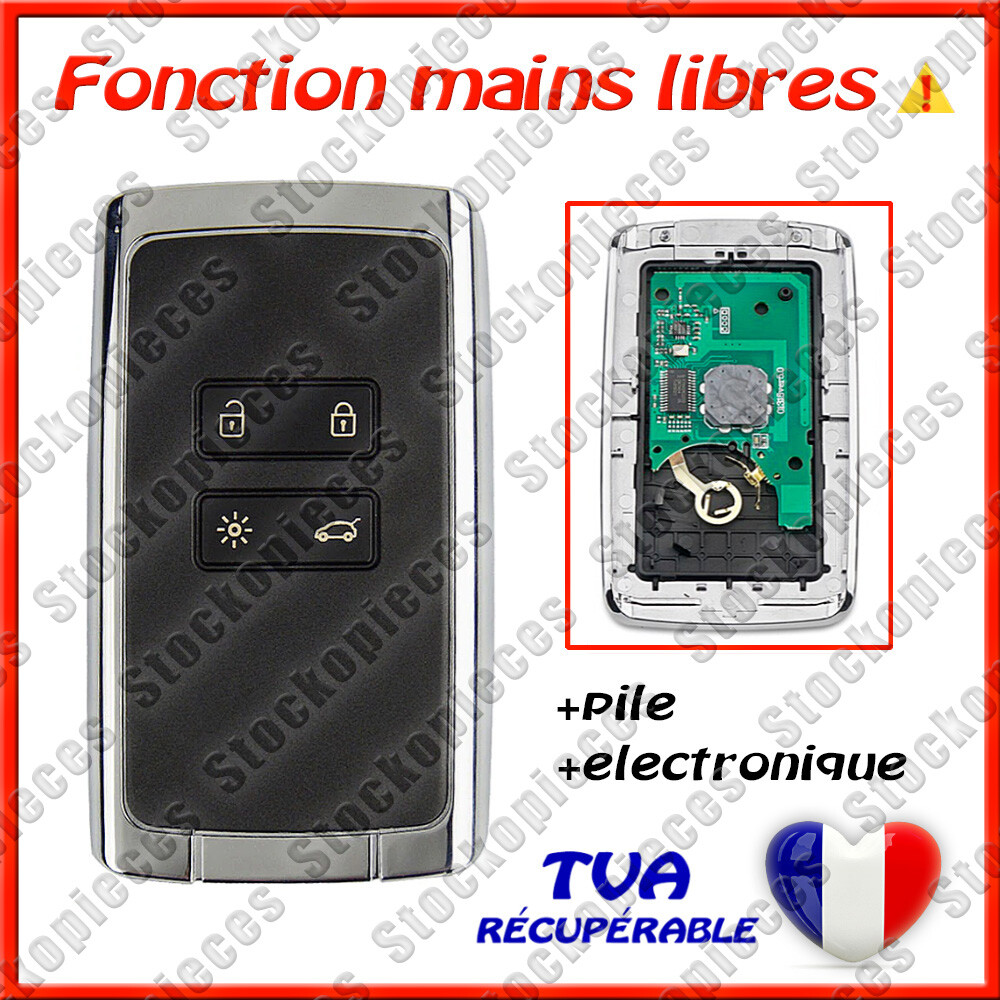 Clef vierge pour Mégane 4 et Espace 5, carte de remplacement noire à 4 boutons