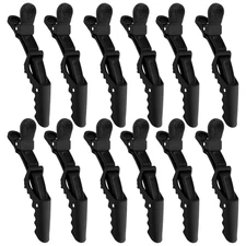 12 Pcs Black Alligator Hair Clips for Styling Sectioning Makeup Large Matte Duck