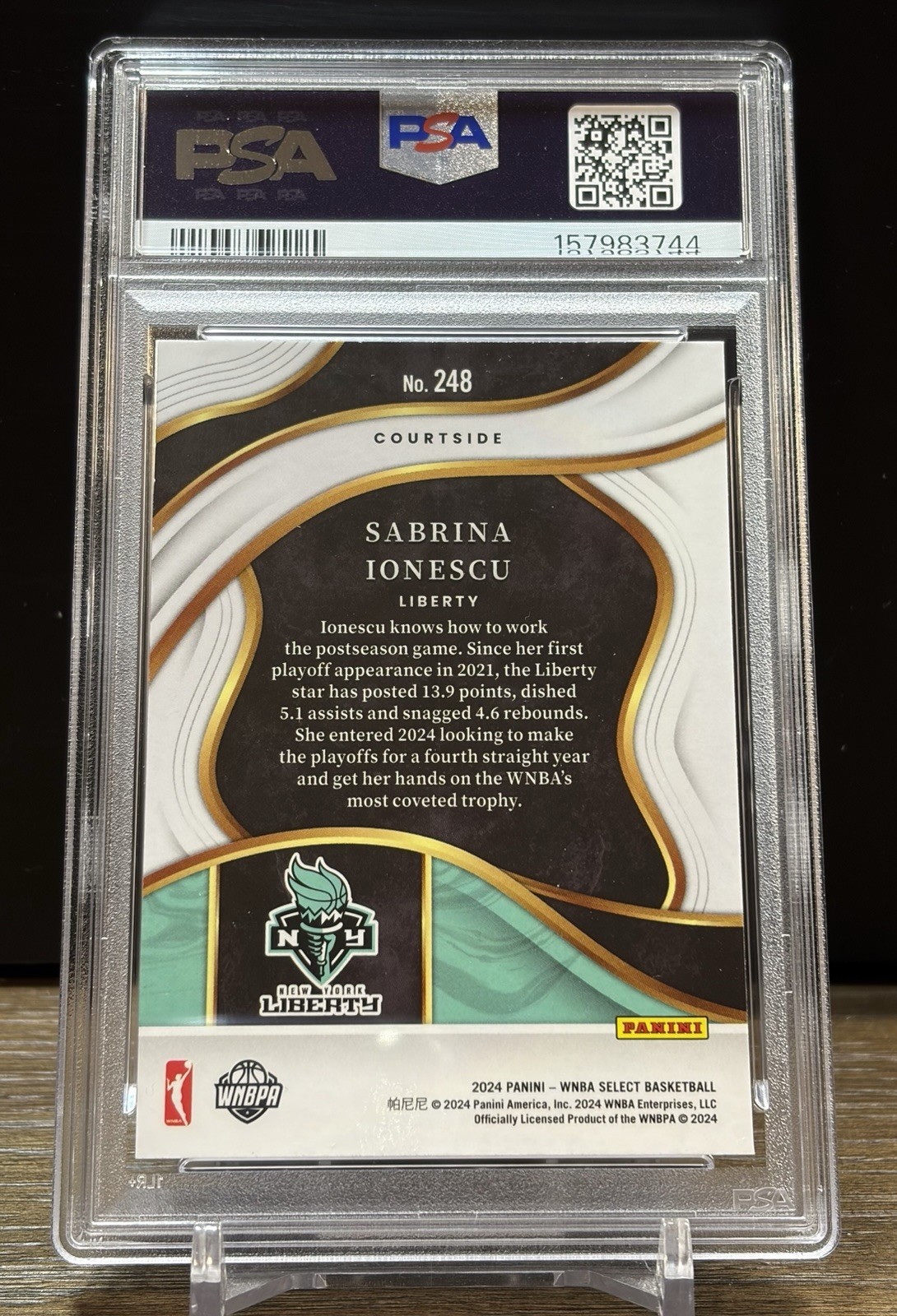 2024 Select WNBA Sabrina Ionescu PSA 9 Mint #248 NY Liberty  view 2