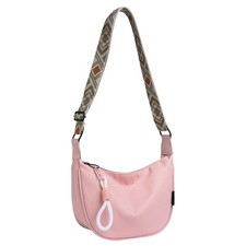 Lightweight Nylon Crescent Shoulder Bag for Women - Adjustable Strap, Geometr...