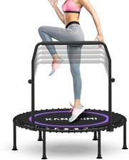 48" Silent Fitness Mini Trampoline Fitness Rebounder with Adjustable Foam Han...