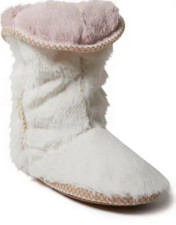 Zapatilla Dearfoams para mujer grande 9 Beth piel sintética plegable botín difuso bota de casa