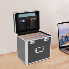 Portable Locking File Organizer Box for Home  Office Storage