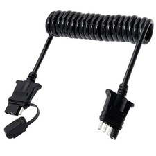 7.5ft 4 Pin Flat Trailer Wire Extension, Coiled Cable - 4 Way Vehicle