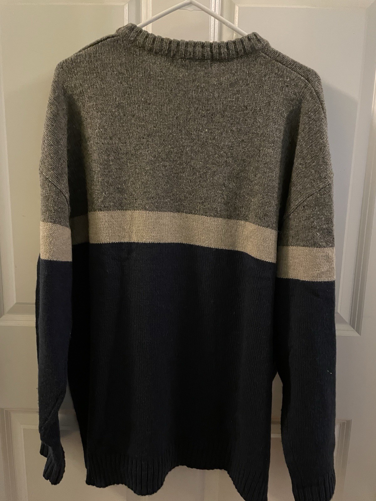 Basic Equipment Colorblock Sweater Large Gray Nav… - image 7