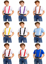 Kids Braces Suspenders Adjustable Elastic Clip-On Y-Back Boys Girls Fancy Dress