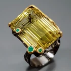 Handmade 28 ct+ Natural Lemon Quartz Ring 925 Sterling Silver Size 8 /R468712