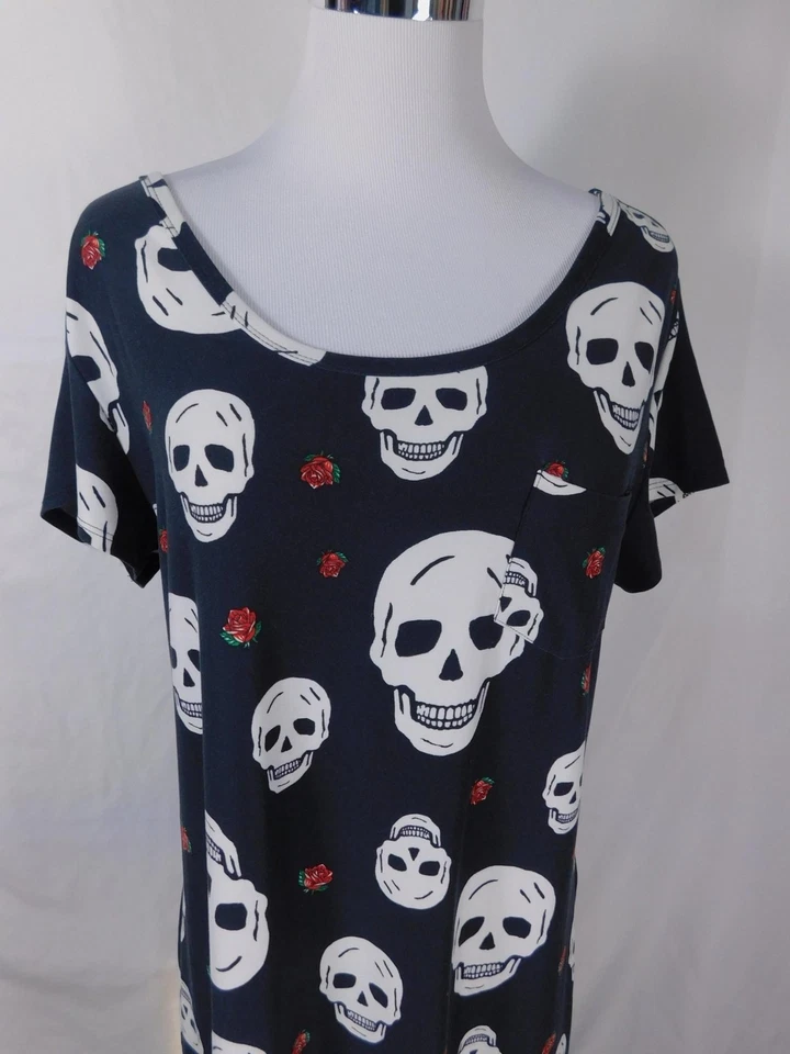 Vestido No Boundaries Mujer XL Calavera Estampado Rosa Manga Corta Gótico Halloween Foto 2 de 4