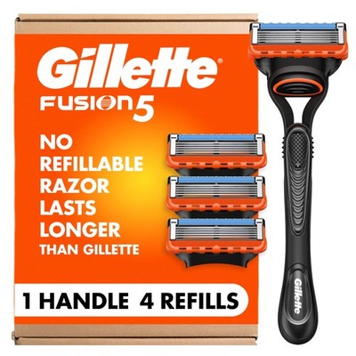 Gillette Fusion5 Razors for Men, 1 Razor, 4 Blade Refills, 4 Piece Set, Black