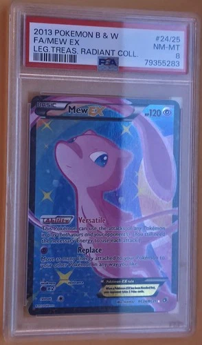 2013 POKEMON B&W LEGEND TREASURES RADIANT COLL RC24/RC25 FULL ART/MEW EX PSA 8