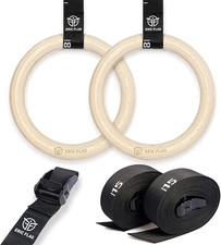 Anelli Ginnastica - Anelli Palestra Legno Con Cinghie Sospensioni Graduate E Reg