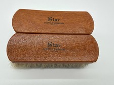 Star 100 Horsehair Shoe Shine Brushes Wood Handle Made in Brazil Lot of 2