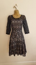 Elegant Coast Black Lace Fit & Flare Evening Cocktail Dress With Stretch Size 8