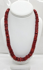Vintage Red Dyed Coral Necklace Sterling Silver Clasp 18"