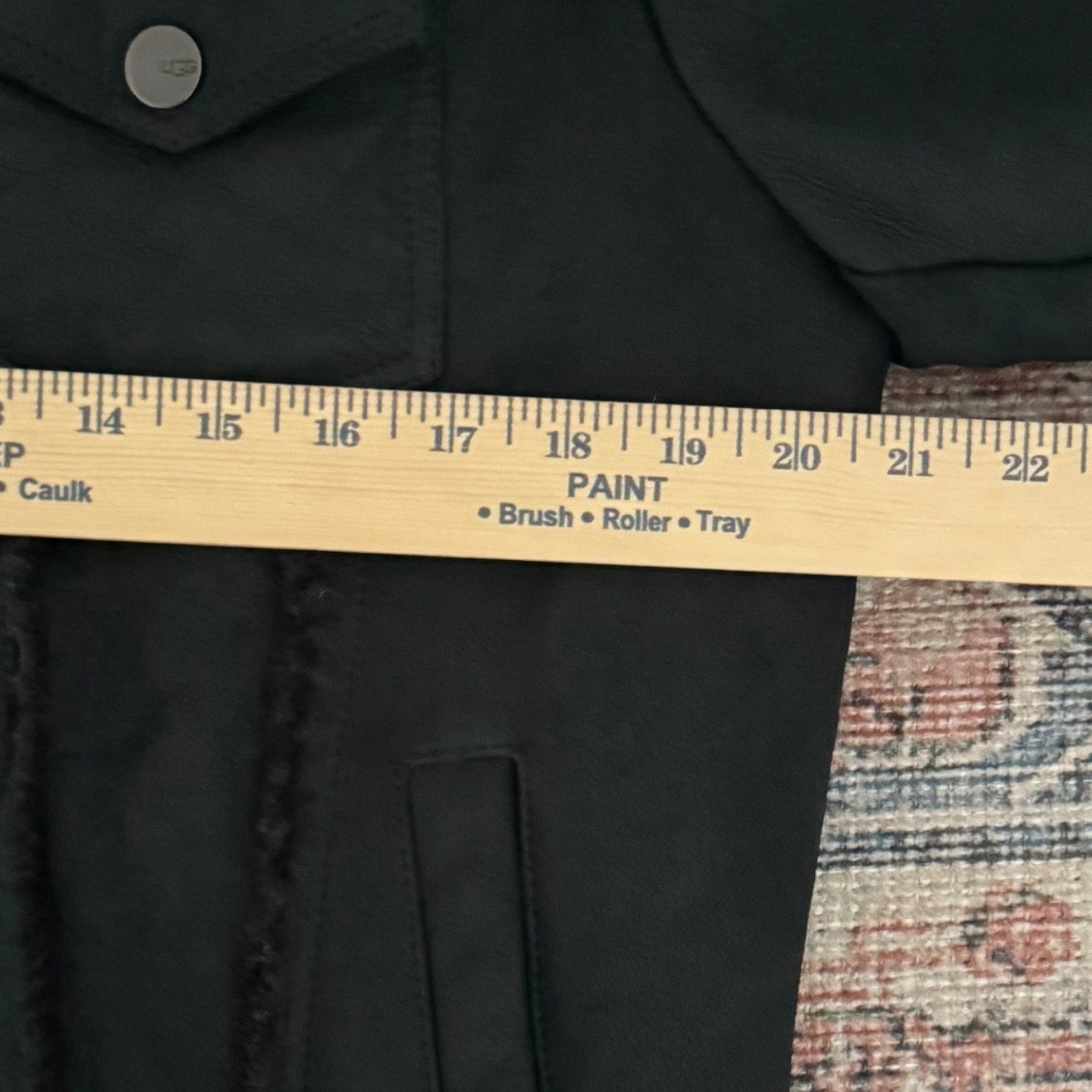 UGG Clint Men's Black Suede Lambskin Leather Shearling Trucker Jacket Coat M - product detail image 12
