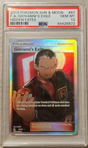 PSA 10 GEM MINT Giovanni's Exile 67/68 Hidden Fates Ultra Rare Holo Pokemon 2019