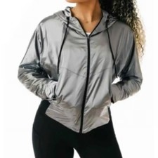ZYIA ACTIVE Silver Galaxy Lightweight Windbreaker Full-Zip Gym Jacket Size XS