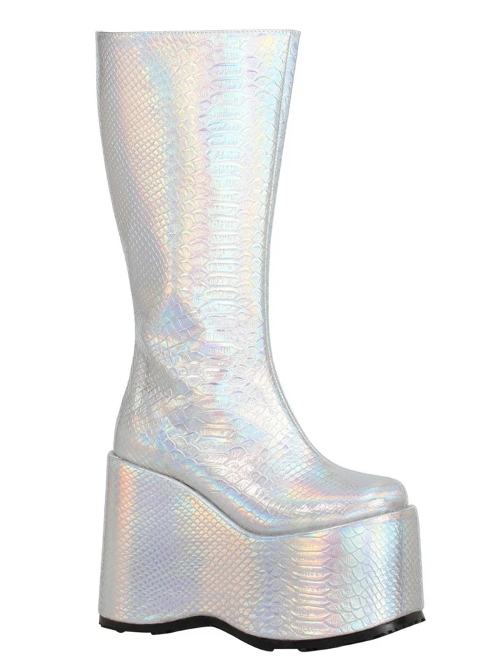 Botas galácticas holográficas plateadas para mujer talla 8 Foto 2 de 2