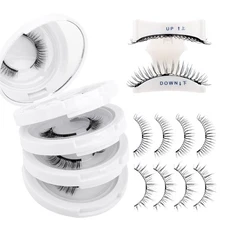 4-Pairs Magnetic Eyelashes Kit with Applicator: Natural Reusable Soft Waterproof