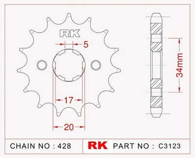 Kettenrad vorne RK-C3123-16 JTF1264 Afam 20209 17mm Spline