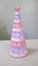 Valentines Day Pink Purple Hearts Decorative Tree Resin 12"Table Figurine EASTER