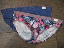 2-PACK CACIQUE COTTON WIDE WAISTBAND HIPSTER PANTIES IN BLUE/ FLORALS SIZE 22/24