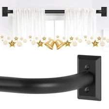 Black Wrap Around Curtain Rods 2Pack:Blackout Adjustable Window Curtain Rod,R...