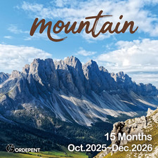2026 Wall Calendar,15 Months Oct 2025-Dec 2026,12''X24'' Opened,Nature Mountains